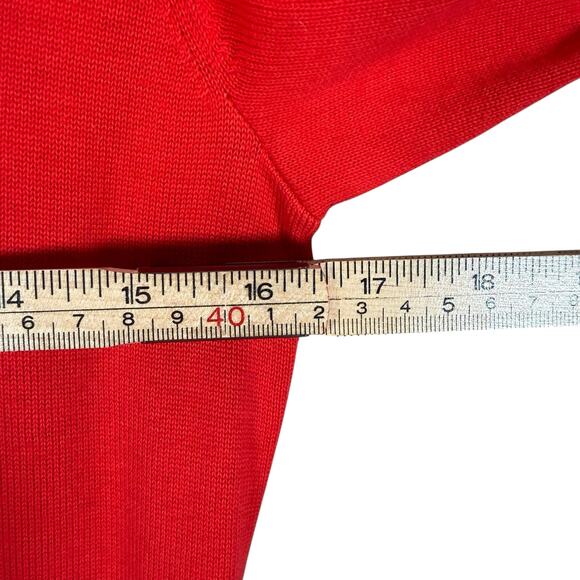 Talbots Petite Small Red Ruffle Collar Fit Flare Sweater Dress Office Siren - Picture 9 of 11